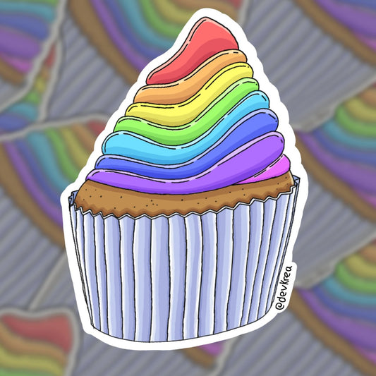 Pride Cupcake Sticker | 3" | Deviant Kreations - Deviantkreations