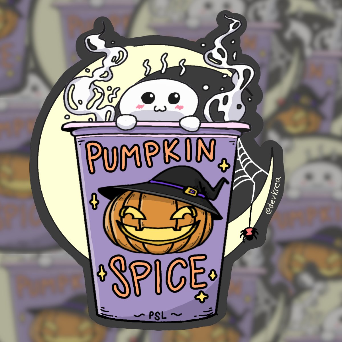 Pumpkin Spice Ghouly 3" Vinyl Sticker | Deviant Kreations - Deviantkreations