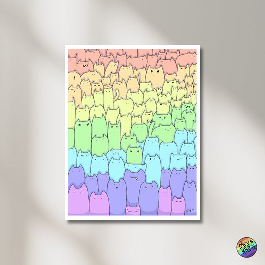 Rainbow Cats Print | 8.5"x11" & 12"x18" | Deviant Kreations - Deviantkreations