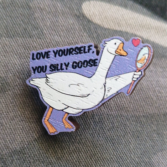 Silly Goose | Wooden Pin 1.5" | Deviant Kreations - Deviantkreations