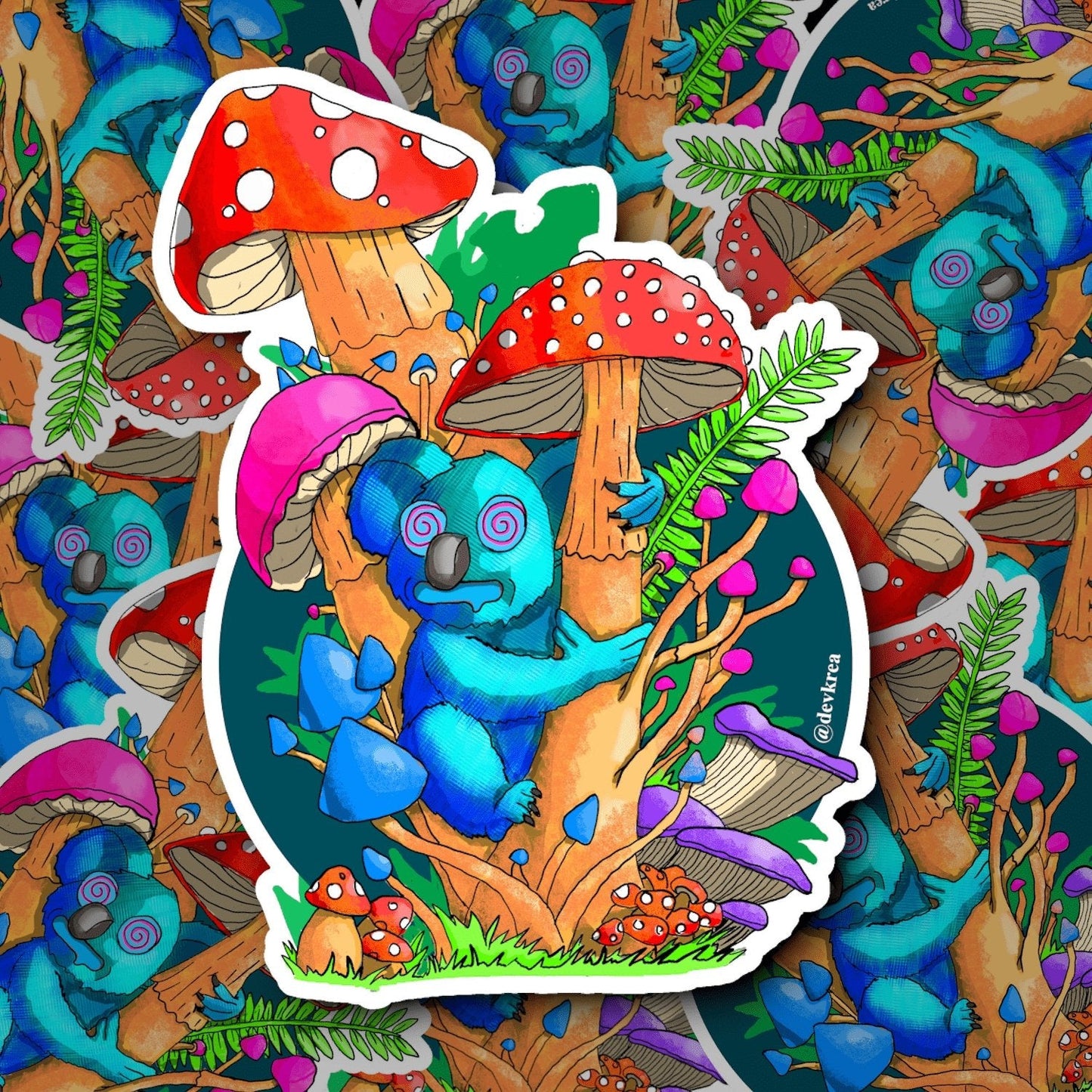 Trippy Koala Art Sticker | 3" | DevKrea - Deviantkreations