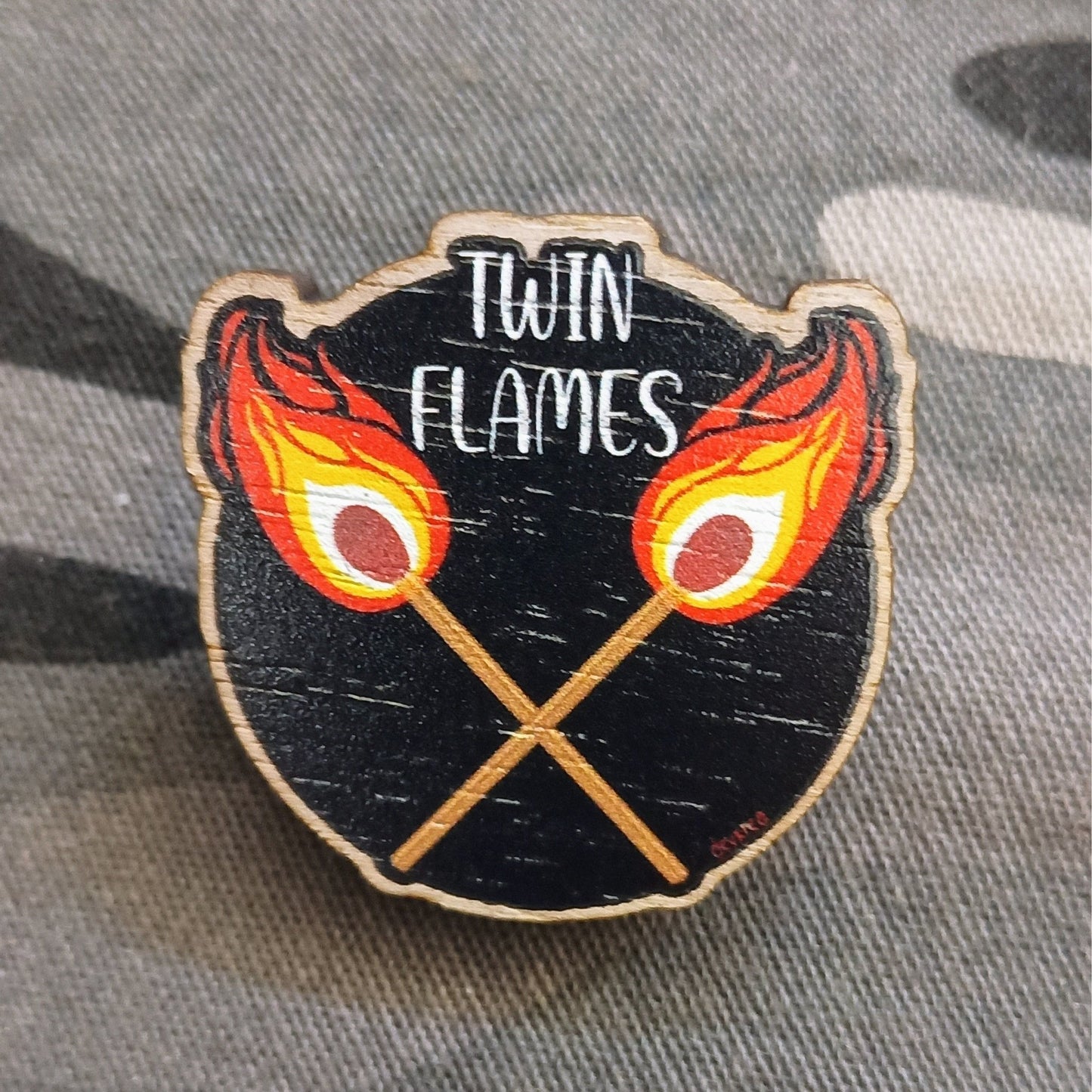 Twin Flames | Wooden Pin 1.5" | Deviant Kreations - Deviantkreations