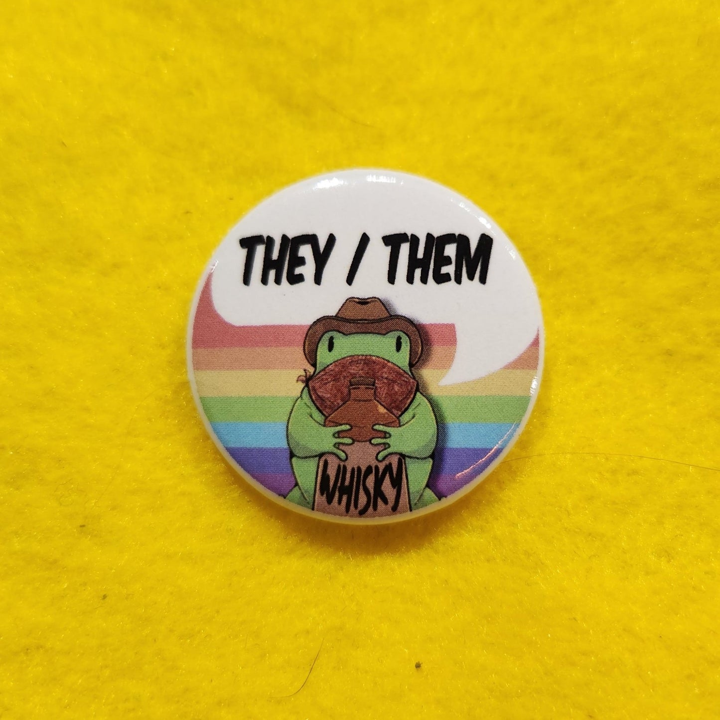Whisky Frog Pronoun Button | THEY/THEM | 1.25" - Deviantkreations