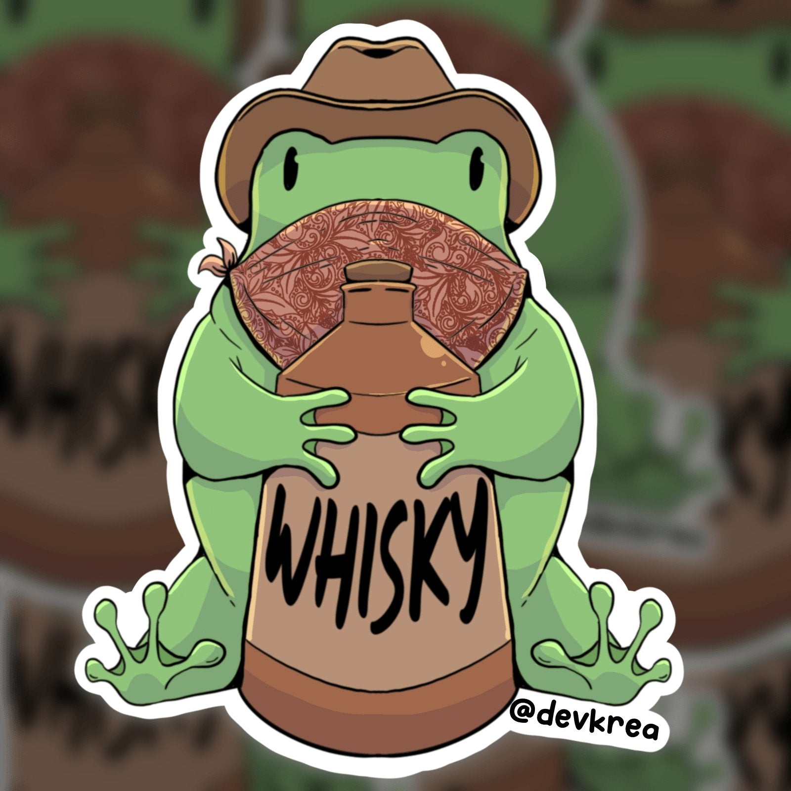 Whisky Frog Sticker | 3" | DevKrea - Deviantkreations