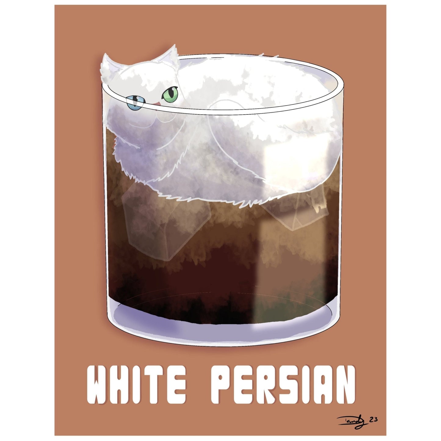 White Persian Cat-tail Print | Wall Art | 8.5"x11" - 12"x18" | Deviant Kreations - Deviantkreations